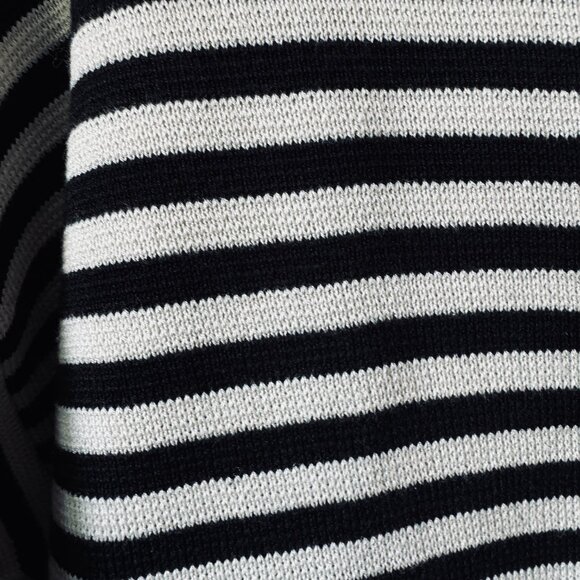 Eileen Fisher Organic Silk Black White Striped Sweater Top Size Small Nautical - Picture 10 of 14